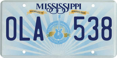 MS license plate OLA538