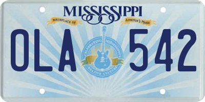 MS license plate OLA542