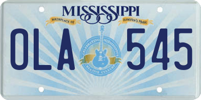 MS license plate OLA545
