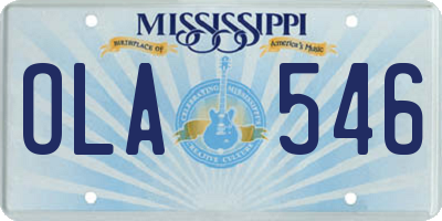 MS license plate OLA546