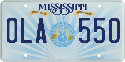 MS license plate OLA550