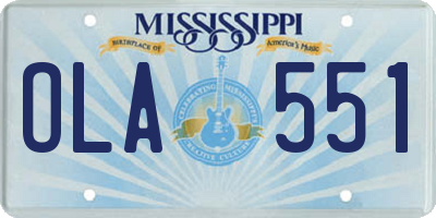 MS license plate OLA551