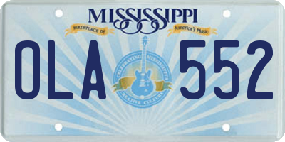 MS license plate OLA552