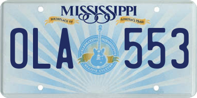 MS license plate OLA553