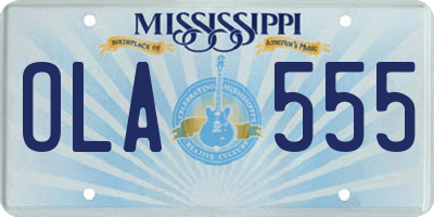 MS license plate OLA555
