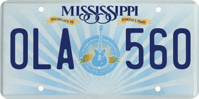 MS license plate OLA560