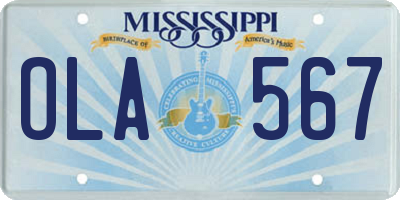 MS license plate OLA567