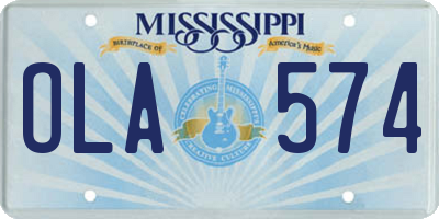 MS license plate OLA574