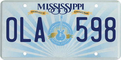 MS license plate OLA598