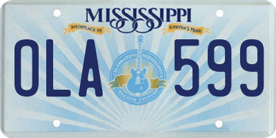 MS license plate OLA599