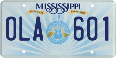 MS license plate OLA601
