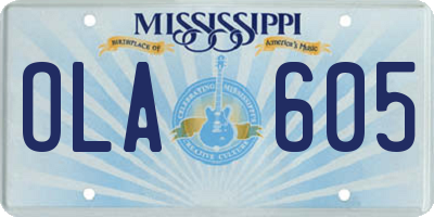 MS license plate OLA605