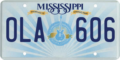 MS license plate OLA606
