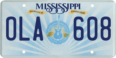 MS license plate OLA608