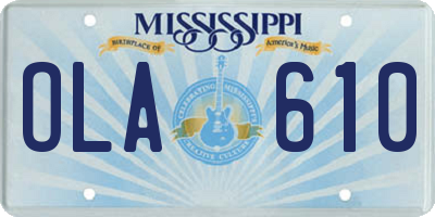 MS license plate OLA610