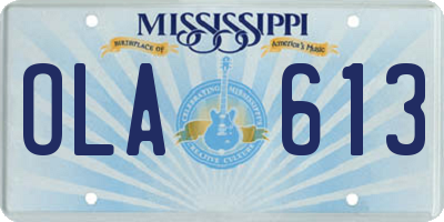 MS license plate OLA613