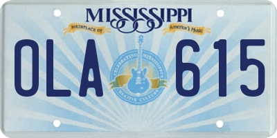 MS license plate OLA615