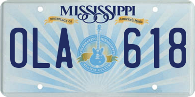 MS license plate OLA618