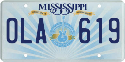 MS license plate OLA619