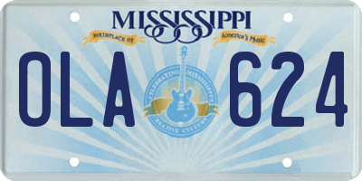 MS license plate OLA624