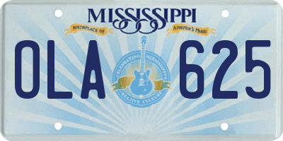 MS license plate OLA625