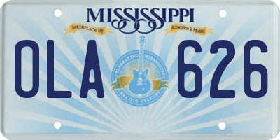MS license plate OLA626