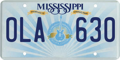 MS license plate OLA630