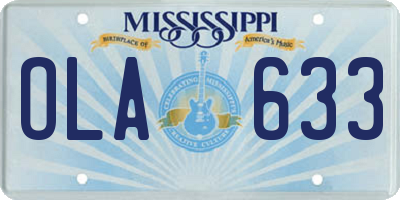 MS license plate OLA633