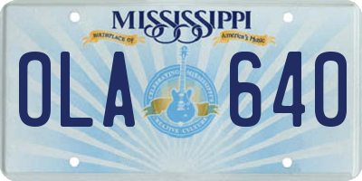 MS license plate OLA640
