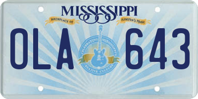 MS license plate OLA643