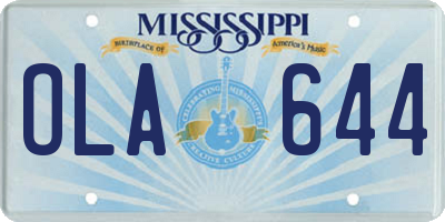 MS license plate OLA644