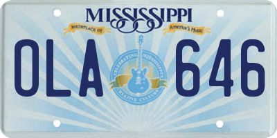 MS license plate OLA646