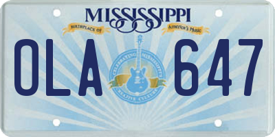 MS license plate OLA647