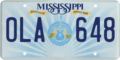MS license plate OLA648