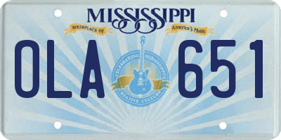 MS license plate OLA651