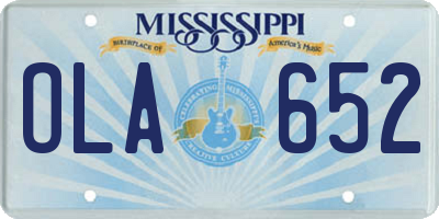 MS license plate OLA652