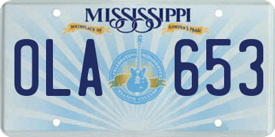 MS license plate OLA653