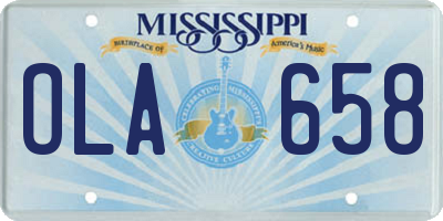 MS license plate OLA658