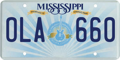 MS license plate OLA660