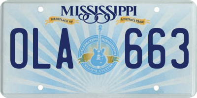 MS license plate OLA663