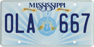 MS license plate OLA667