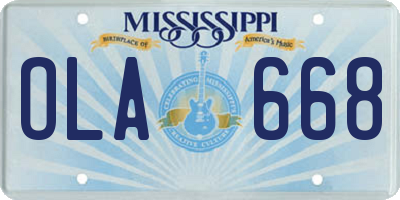 MS license plate OLA668