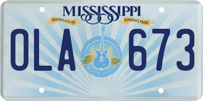 MS license plate OLA673