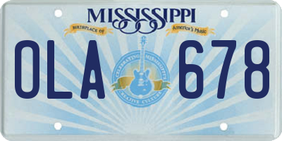 MS license plate OLA678