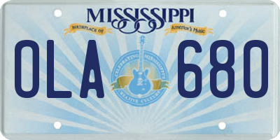 MS license plate OLA680