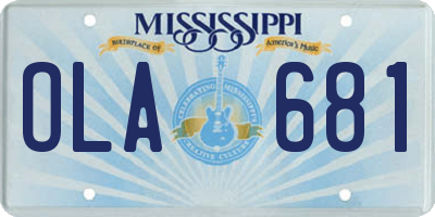 MS license plate OLA681