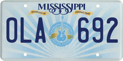MS license plate OLA692