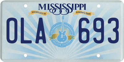 MS license plate OLA693