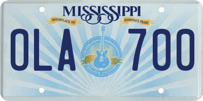 MS license plate OLA700