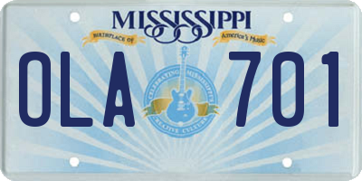 MS license plate OLA701